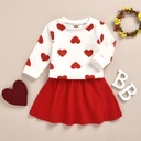 Girls' Suit Round Neck Peach Heart Long-sleeved Top And Skirt Two-piece Suit