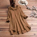 Hedging Black Women Mid-length Linen Cotton Shirt Women