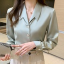 Women's Long-sleeved Satin Shirt Draped And Thin Women