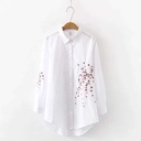 Long Sleeve White Embroidered Loose Shirt