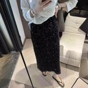 High Waist Sequined Straight Skirt