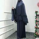 Elegant Women's Prayer Set with Lace Detailing in a Solid and Comfortable Color. 