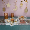 An elegant two-tier iron tray with a castle design in European style for Ramadan 