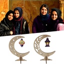 Moon-Themed Painted Decorative Lantern for Ramadan