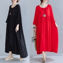 Elegant Loose-Fit Abaya Dress with Classic Solid Color Design for Plus Sizes