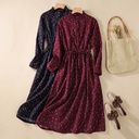 Luxury Cotton and Linen Floral Print Dress with Stand Collar