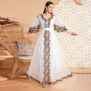 Elegant Eastern-Style Dress with Embroidery, Flared Sleeves, and Off-the-Shoulder Design