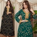 An elegant Moroccan kaftan with exquisite details reflecting luxury and rich heritage