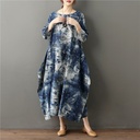 Original Elegant Artistic Retro Plus Size Cotton and Linen Dress