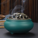Luxury Ceramic Incense Burner with a Copper Lid – Elegant Design with Traditional Touches and Antique Metal Ornaments