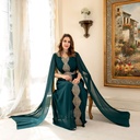 Luxury Arabic Chiffon Dress with Cape Design and Wide Lace Sleeves – Inspired by Arabic Heritage 