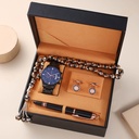 Elegant Luxury Gift Set: Watch, Rosary, Waterproof Watch, Cufflinks, Pen