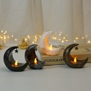 Star Moon Candlestick - Arabian Lantern with Electric Storm Candle