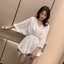 Chiffon Blouse Dress with V-Neck for Women – Lightweight and Elegant with a Mid-Length Design