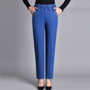 Elegant high-waisted denim pants with a modern, practical design. Featuring a straight-leg cut and light stretch for perfect comfort and everyday elegance 