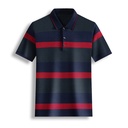 Modern men's short-sleeve top with a comfortable fit, combining classic stripes and colorblock design for a stylish and youthful look