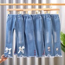 Girls' wide-leg denim pants with a casual design — perfect for a comfortable and stylish look