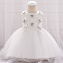 Elegant baby girl dress with a soft princess-style design, adorned with butterflies and layered puff mesh — perfect for parties and special occasions