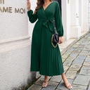 Chic Women's Dress with a Flowy Swing Cut and Crossed V-Neck for a Feminine and Elegant Look