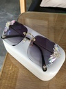 Stylish Frameless Rhinestone Sunglasses – Gradient Luxury Design for Women