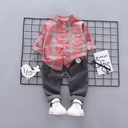 Elegant Two-Piece Outfit for Kids – Luxurious Long-Sleeve Plaid Shirt