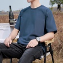 Men's Summer Loose-Fit Cotton T-Shirt – Solid Color with Short Sleeves for Comfortable Wear