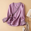 Loose women's blouse made from cotton and linen for a comfortable and elegant look