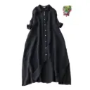Women's long dress with a classic lapel, made of lightweight and comfortable linen fabric