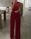 Elegant women's wide-leg jumpsuit with a round neckline
