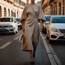 gant women's dress in a solid color with batwing sleeves and a cinched waist for a modern feminine look