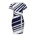 Women's slim-fit dress with elegant print, waist tie, and round neck for a chic and modern look