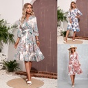Elegant women's casual dress with a stylish print, offering a comfortable and modern everyday look