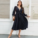 Elegant loose-fit plus-size dress in European and American style