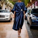 Elegant women's satin dress, perfect for classic looks and formal occasions
