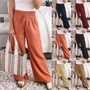 Women's casual trousers in a solid color with a loose fit and adjustable waist drawstring