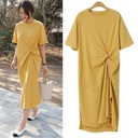Elegant French-inspired dress with a unique touch, available in plus sizes
