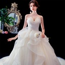 A wedding dress with an elegant French design that gives you a captivating look and adds a touch of distinction