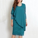 slim-fit dress with three-quarter sleeves and distinctive stitching details inspired by European and American styles