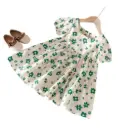 Girls’ cotton dress adorned with floral prints – European-style design