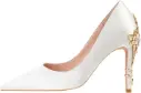 Women’s satin stiletto pointed‑toe shoes with a feminine floral touch