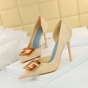 Elegant women’s slim stiletto heels with a side cutout and decorative buckle