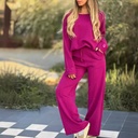 New Fashion Solid Color Casual Suit with Long Sleeves and Wide-Leg Pants