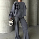 Women’s Two-Piece Set – Loose Blouse and Wide-Leg Pants