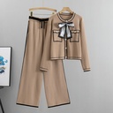 Trendy Women’s Set – Knitted Cardigan and Wide-Leg Pants