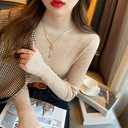Women's Slim Fit Knitted Inner Blouse with Half Turtleneck and Long Sleeves