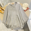 Women's Hooded Knitted Cardigan with Front Zipper and Elegant Loose Fit