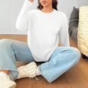 Loose Fit Women’s Top with Solid Color and Round Neck