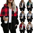 Plaid Patchwork Plush Hooded Zip-Up Jacket