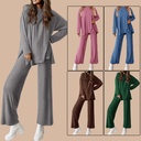 Women’s Casual Knitted Solid Color Fashion Suit