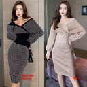 Knitted Two-Piece Set – Slim Blouse with Waist-Tight Hip SkirtWaist-tight Hip Skirt Knitted Two-piece